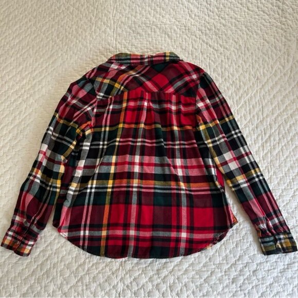 Maurices Red Plaid Flannel Button Up 0X - Picture 2 of 8
